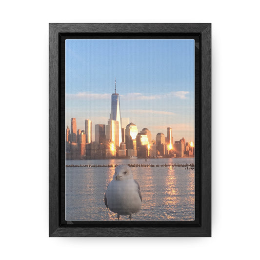 New York City, seagull, Manhattan Skyline picture, canvas print.