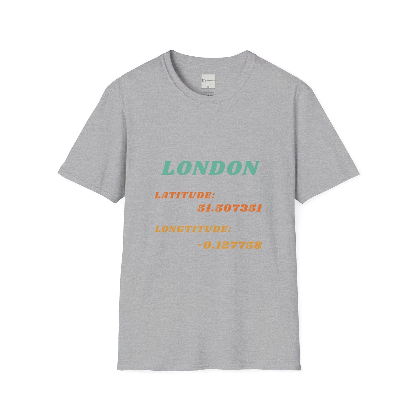 London Latitude Longtitude design, retro style, short sleeved t shirt, tee.