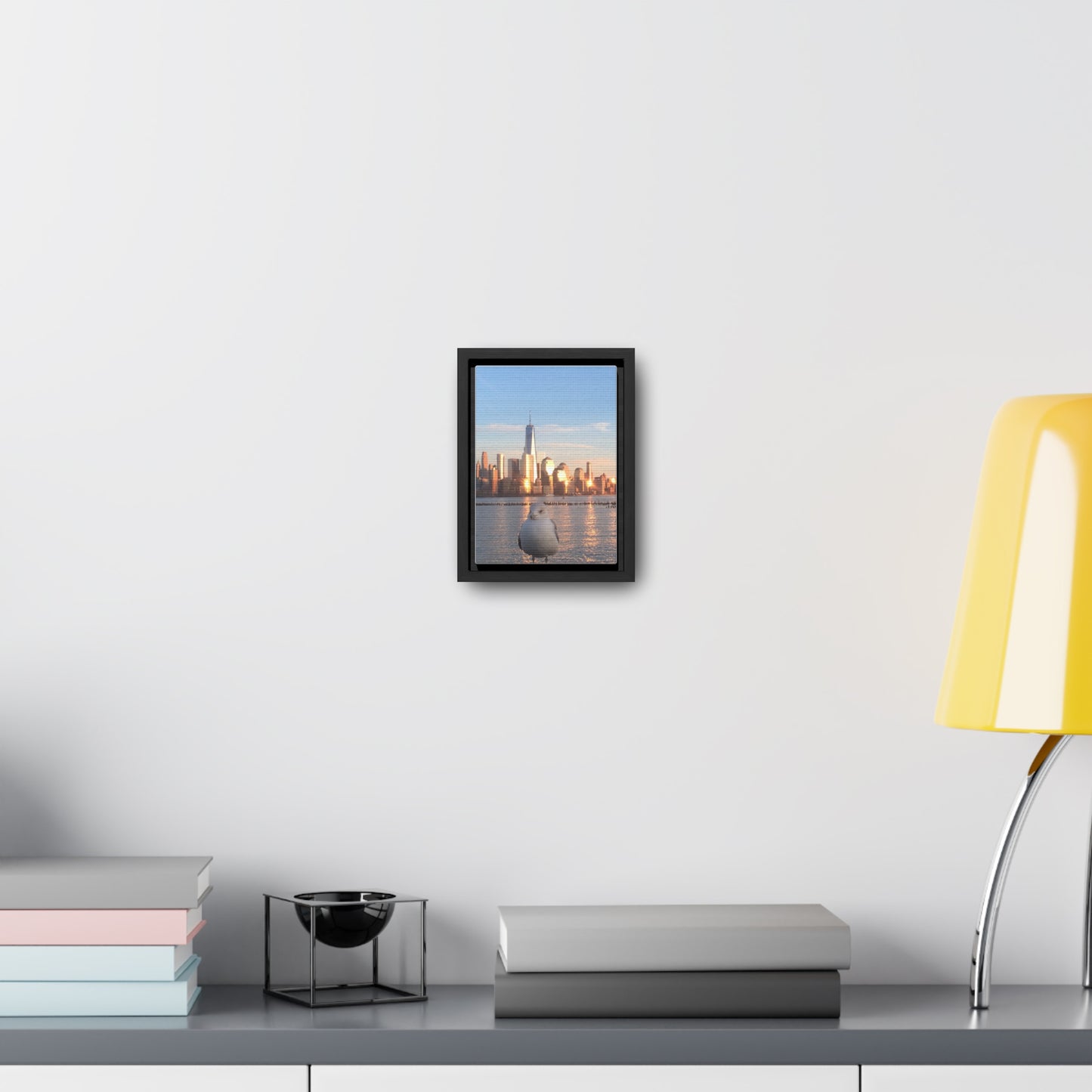 New York City, seagull, Manhattan Skyline picture, canvas print.