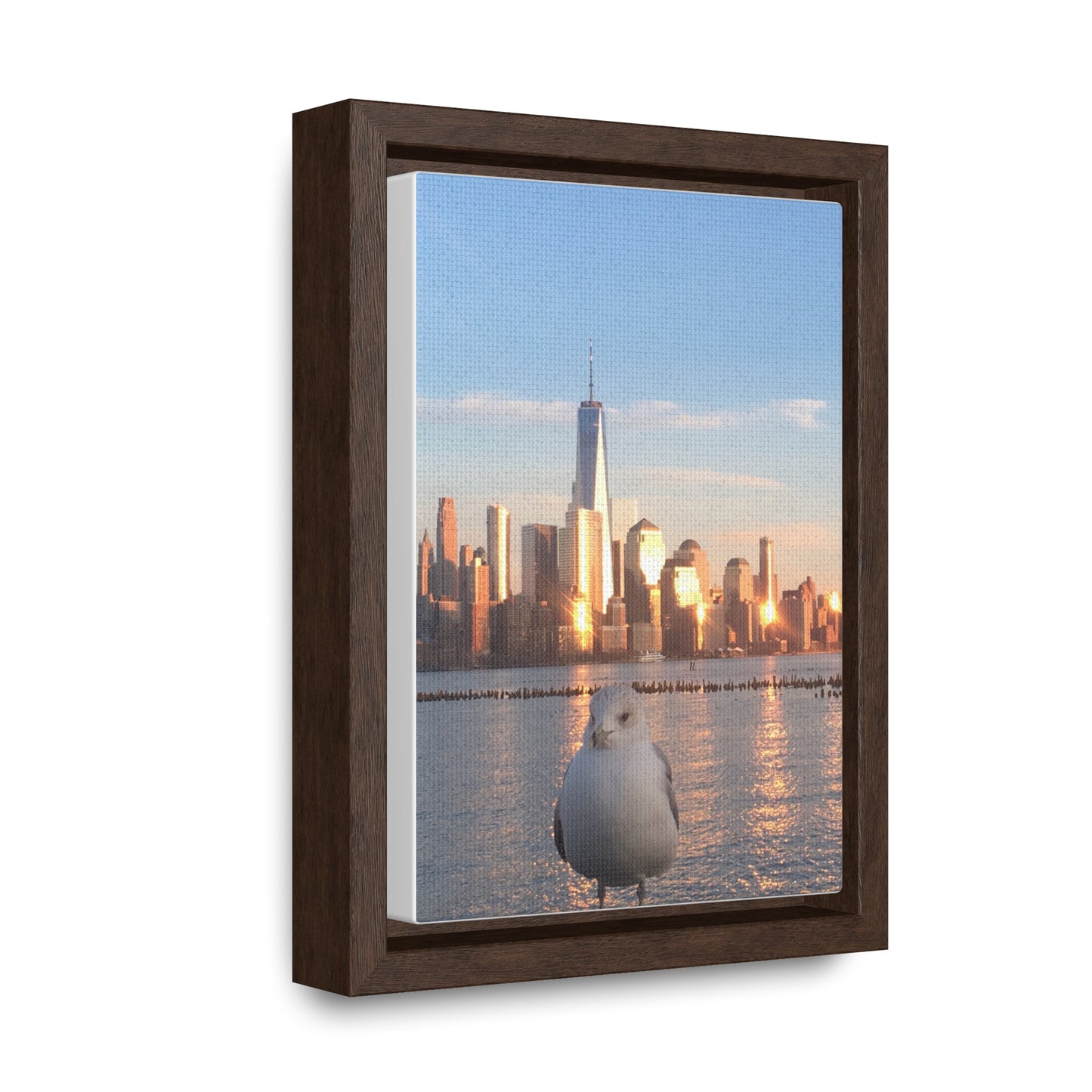 New York City, seagull, Manhattan Skyline picture, canvas print.